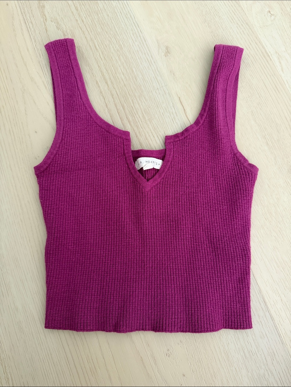 EUC PacSun LA Hearts Fuschia Cropped Sweater Tank Top Size XS